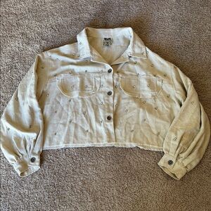 Women's Beige Embellished Jacket